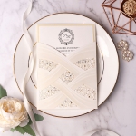 Cheap Laser Cut  Wedding Invitations Pocket, Elegant Wedding Invites White Ivory,  Spring Wedding Invitation, Rustic Cheap Wedding Invitations WLC003