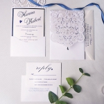 Ivory Laser Cut Wedding Invitations with Diamante, Cheap Wedding Invitations, spring summer, elegant wedding invitations   WLC005
