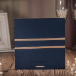 Elegant Navy Blue Laser Cut Wedding Invitations With Ribbon WLC006