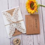 Cheap Rustic Wedding Invitations with Twine, Laser Cut Invites , Rustic Wedding Invitations, Fall/Spring Country Weddings  WLC007