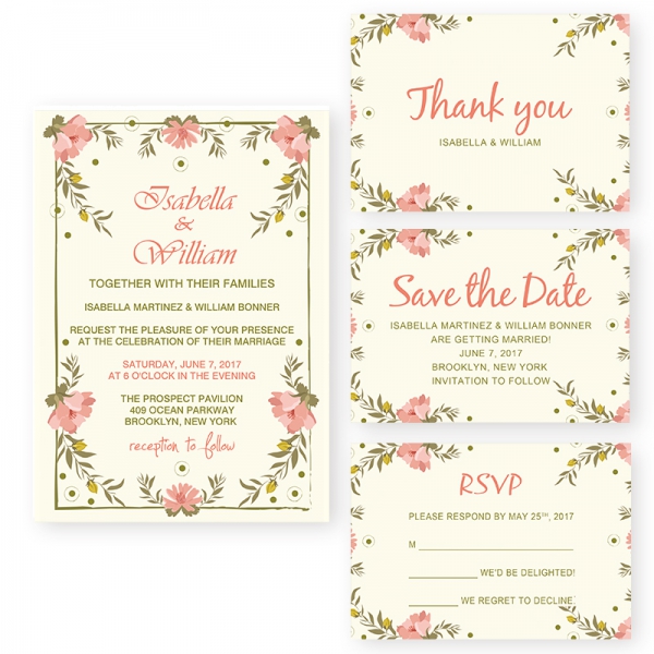 Elegant Floral Summer And Spring Wedding Invitations Blush Wedding
