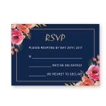 Elegant Navy Blue Floral Wedding Invitation WIP006