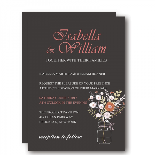 Vintage Black Chalkboard Classic Wedding Invitations Mason Jar