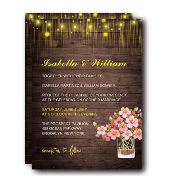  Cheap Wedding Invitations Mason Jar Floral, Rustic Wedding Invitations, Thank you Cards, RSVP Cards, Fall/Winter  WIP010