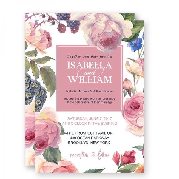 inexpensive blush pink floral spring wedding invitation wip037