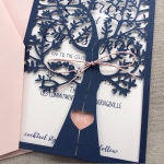 Navy Blue Fresh Tree Laser Cut Wedding Invitation WLC0013