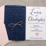 Navy Blue Fresh Tree Laser Cut Wedding Invitation WLC013