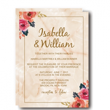 Elegant Marble Floral Wedding Invitation WIP039