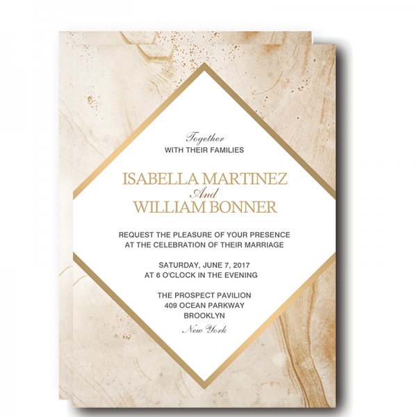 Brown And White Gold Foil Marble Wedding Invitations Cheap Wedding