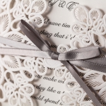Ivory Laser Cut Cheap Wedding Invitation With Ribbon WLC015