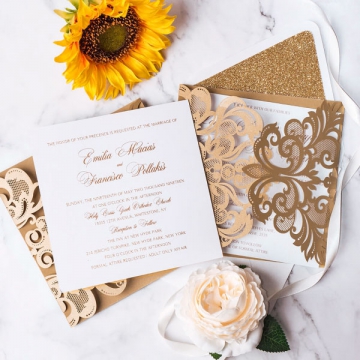 Rustic Laser Cut Wedding Invitations WLC017