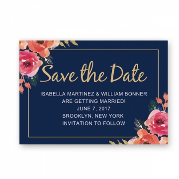 Rustic Navy Blue Wedding Save The Date Card STD004