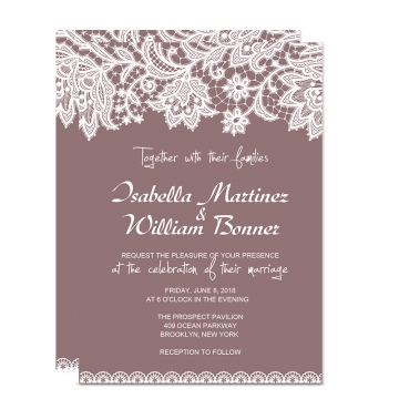 Mauve Lace Wedding Invitations WIP064