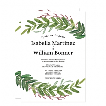 Rustic Spring Olive Leaf Wedding Invitation WIP065