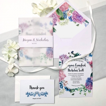 Floral Watercolor Vellum Wedding Invitation WIP066