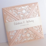 Cheap Blush Pink Laser Cut Wedding Invitation WLC029