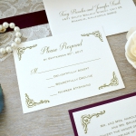 Vintage Burgundy Lace Spring Wedding Invitation WLC038