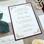 Vintage Burgundy Lace Spring Wedding Invitation WLC038