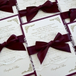 Vintage Burgundy Lace Spring Wedding Invitation WLC038