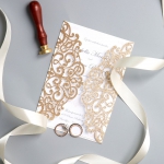 Classic Rose Gold Shimmer Laser Cut Wedding Invitations WS014