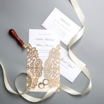 Classic Rose Gold Shimmer Laser Cut Wedding Invitations WS014