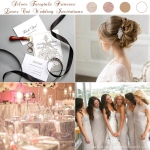 Modern Silver Glitter  Laser Cut Wedding Invitations, Spring Cheap Wedding Invitations, Sweet Girl Princess Silhouette WS015