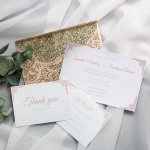 Romantic Blush Pink Glittery Laser Cut Wedding Invitations WS016