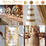  Luxurious Gold Glittery Laser Cut Wedding Invitations, Gold Foil Background,  Cheap Wedding Invitations, Classic WS017