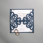 Classic Navy Blue Laser Cut Wedding Invitations WS019