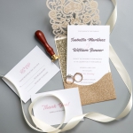 Vintage Gold Shimmer Laser Cut Wedding Invitations WS023
