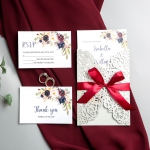 Romantic Gray Pocket Laser Cut Wedding Invitations WS028