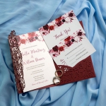 Fall Burgundy PocketLaser Cut Wedding Invitations WS029