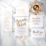 luxury modern custom foil wedding invitation suites on vellum paper VIP001