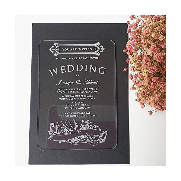 Rose Gold Acrylic Wedding Invitations, Clear Wedding Invitation