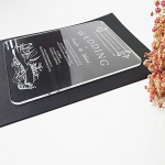 New Simple Rectangle Shape Laser Engraving Letters Clear Acrylic Wedding Invitation Card ACL001