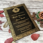 Customized Royal style Black Acrylic Wedding Invitation Card Acrylic Invitations ACL003