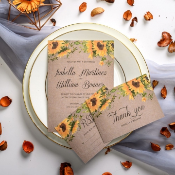 Rustic sunflower fall wedding invitations ws031