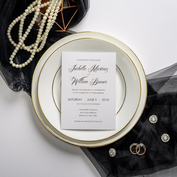 Black vintage wedding invitations with vellum transparent ...