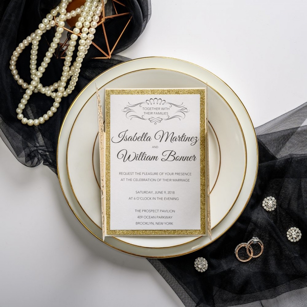 Gold Shimmer Laser Cut Wedding Invitations Gate Wedding