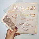 Rose gold foil wedding invitations gravure printing, blush pink envelope with rose gold glitter backer, luxury and romantic wedding invitations, spring, summer ,fall, winter, elegant, affordable, custom ws039