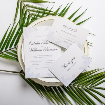  Simple Silver gray printing wedding invitations WS041