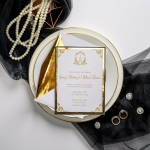 Gold mirror wedding invitations, art deco wedding invitations, luxury, classic, royal wedding invitations, rsvp cards, affordable wedding invitations ws042