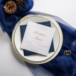 Navy blue laser cut wedding invitations, pocket wedding invitations ws047