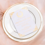 Ivory White Laser Cut Wedding Invitations with Gold Ribbon, Foil Invites, Elegant Fall Wedding Invitations, Vintage Wedding Invitations, Monogram, Gold Mirror WS051