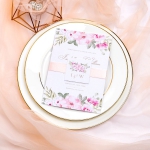 Elegant pink floral wedding invitations with blush ribbon and monogrammed tag, Spring and summer wedding ideas, Rustic weddings, sweet 16th  WS055