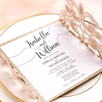 Blush Pink Elegant Laser Cut Wedding Invitations, White Belly Band, Spring Summer Blush Pink Wedding Colors, Gold Glitter, Champagne Gold, Vintage, Classic, Square WS059