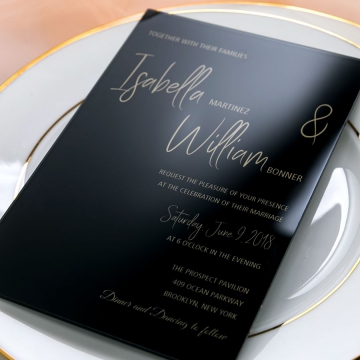 Customized Royal style Black Acrylic Wedding Invitation Card Acrylic  Invitations, Transparent Wedding Invitations ACL003