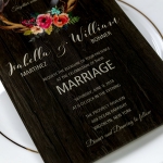 Wood Back Acrylic Wedding Invitation, Transparent Wedding Invitations, Rustic Wedding invitations, Fall and Winter, Woodland WS086
