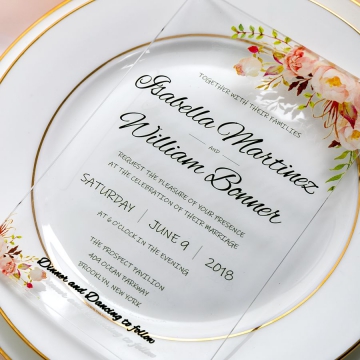 Floral Acrylic Transparent Wedding Invitation WS089
