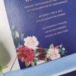 Navy blue and burgundy floral wedding invitations, watercolor wedding invitations, spring, fall, winter, vellum invites 